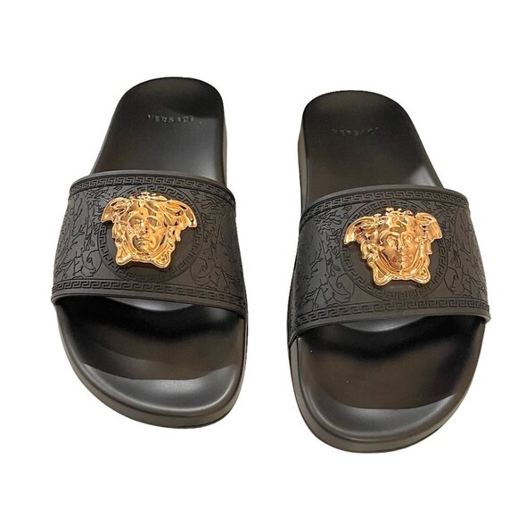 Versace Women´s Black Gold Medusa Palazzo Sandals...